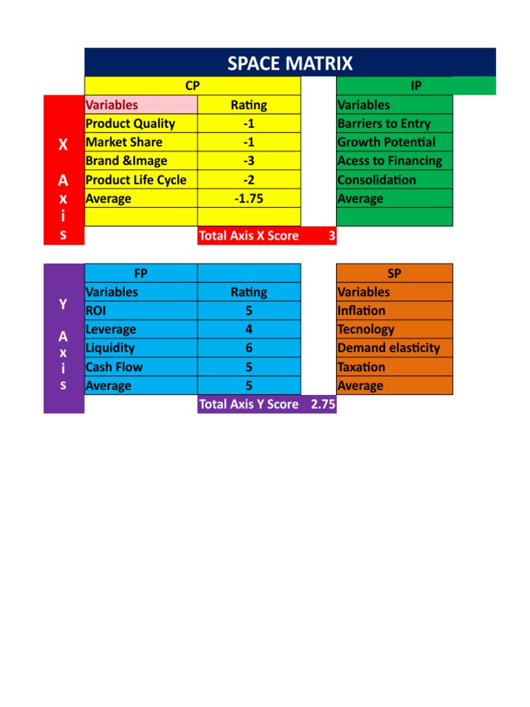 Space Matrix Analysis and Ratings | PDF | Finance & Money Management