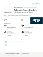 What Makes Mathematics Teacher Knowledge Specialized? Offering Alternative Views