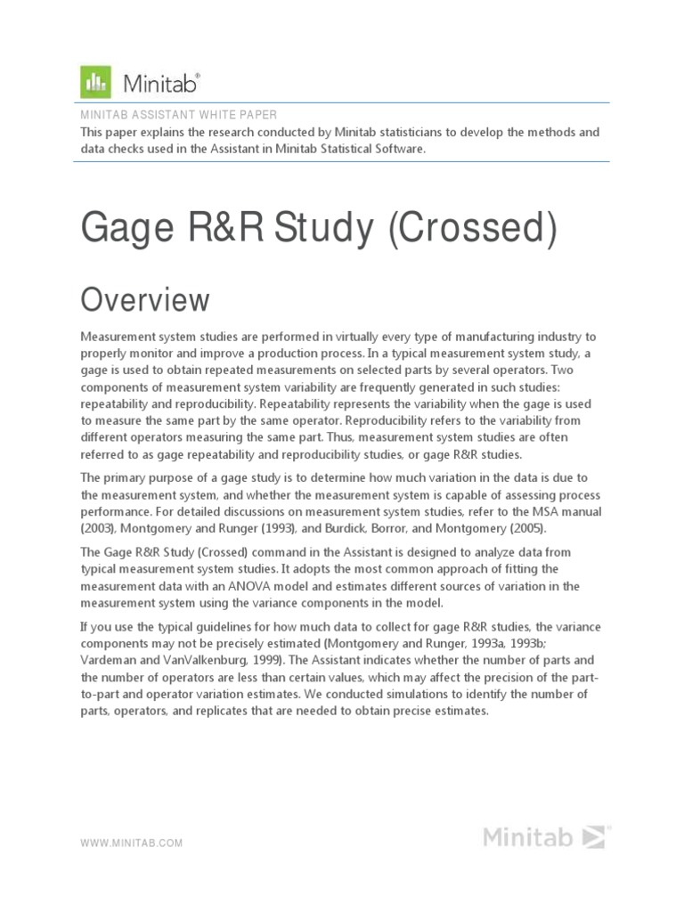 Assistant Gage R and R | Download Free PDF | Standard Deviation ...