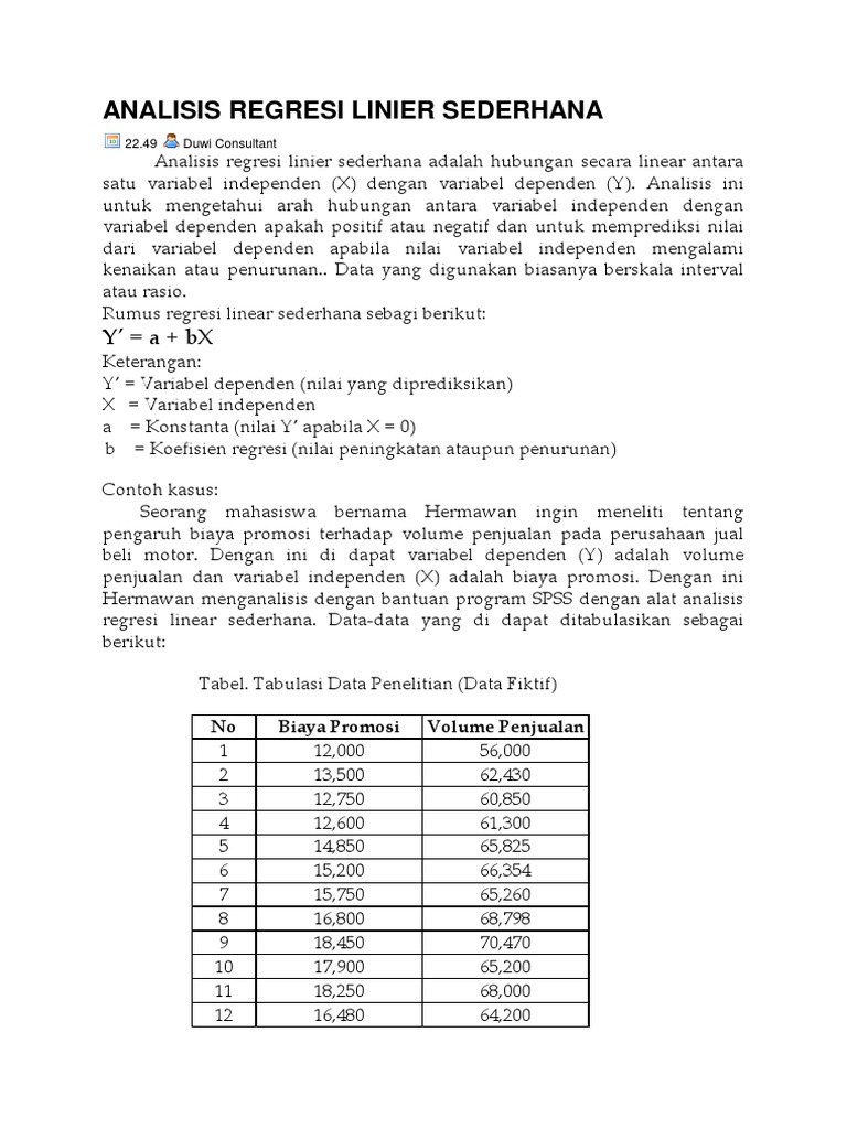 Analisis Regresi Linier Sederhana
