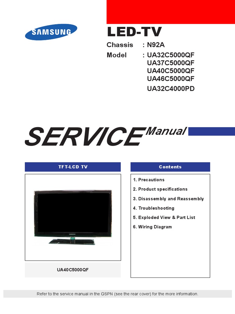 Samsung UA40C5000 | PDF | Electrostatic Discharge | Electrical Connector