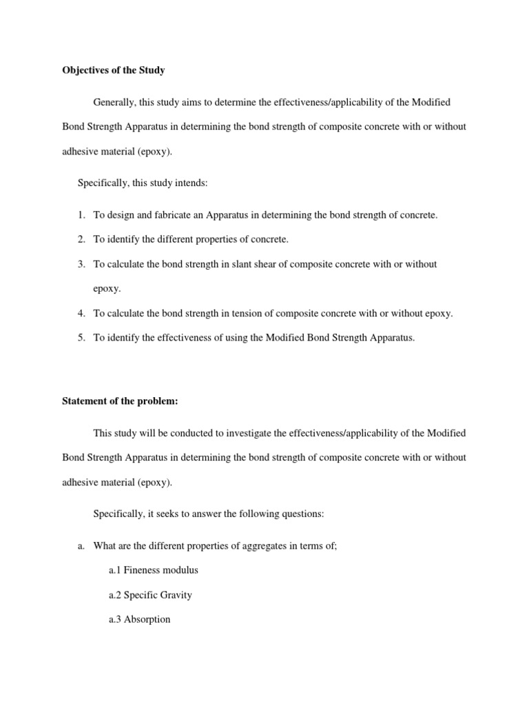 Objectives of the study pdf
