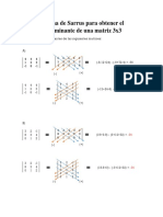 Metodo de Sarrus Para Obtener El Determinante de Una Matriz 3x3