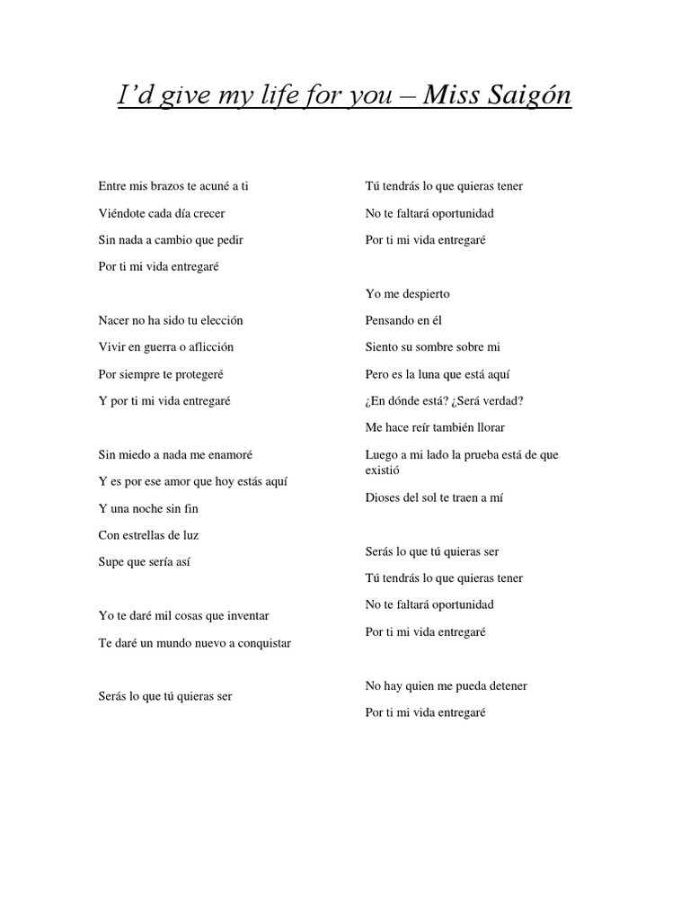 I'd Give My Life For You PDF