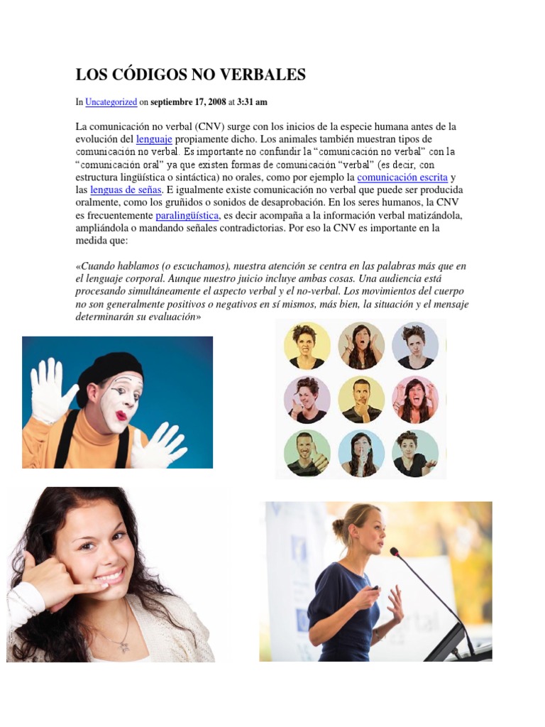 Códigos No Verbales en Comunicación | PDF | Comunicación no verbal ...