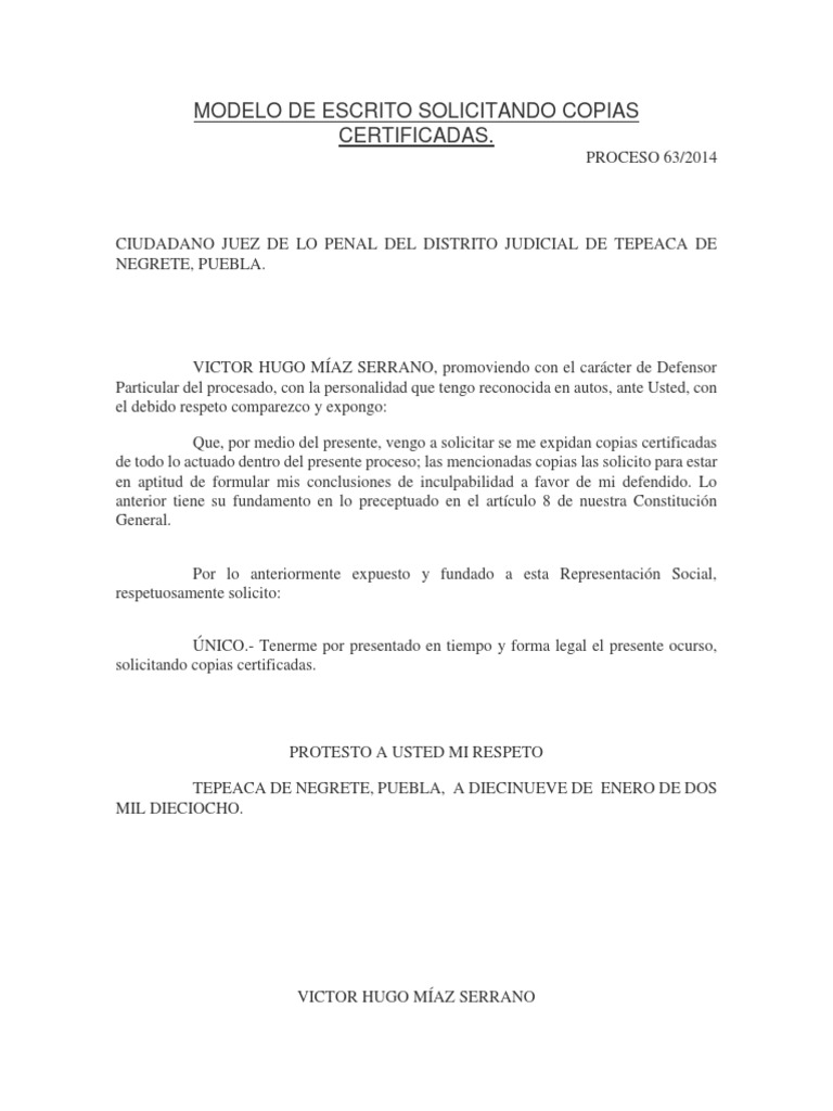 Solicitud de Copias Certificadas Judiciales | PDF