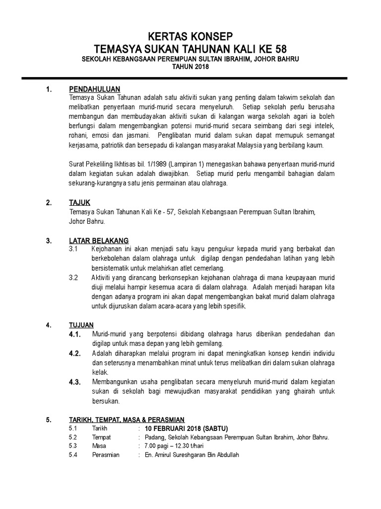 Kertas Kerja Sukan 2018 New Update Pdf