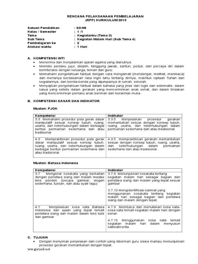 1 3 4 2 Kegiatan Malam Hari Dalam contoh sederhana.