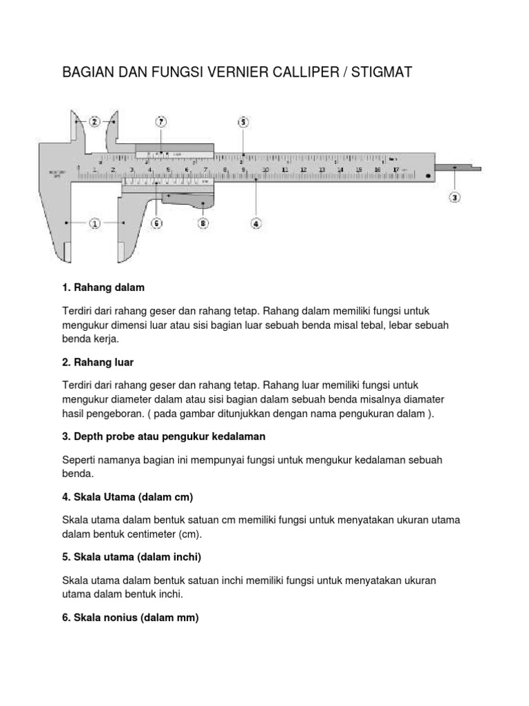 Fungsi Dan Cara Vernier Caliper PDF