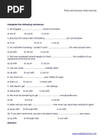 Three Word Phrasal Verbs Exercise