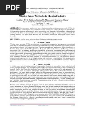 Wireless Sensor Networks in Chemical Industry