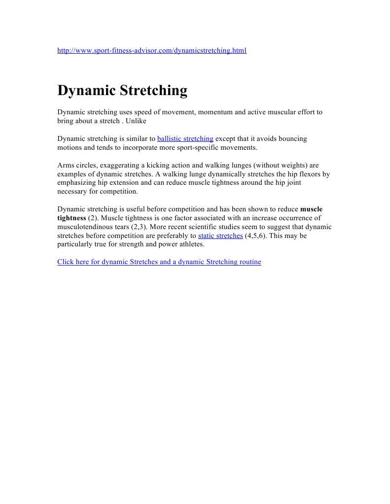 Dynamic Stretching | PDF