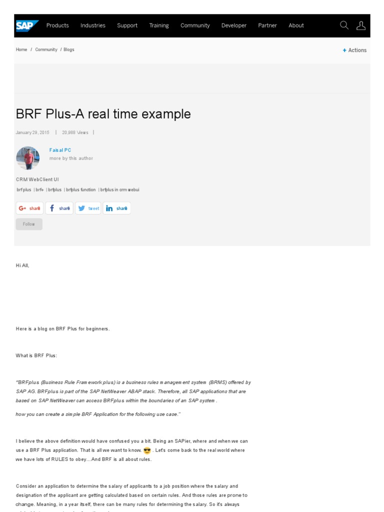 BRF Plus-A Real Time Example - SAP Blogs | PDF | Software | Information ...