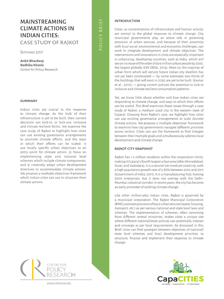 Climate Action Strategies in Rajkot | PDF | Climate Change Mitigation ...