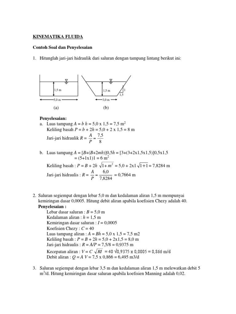 5 Soal Kinematika Fluida 1