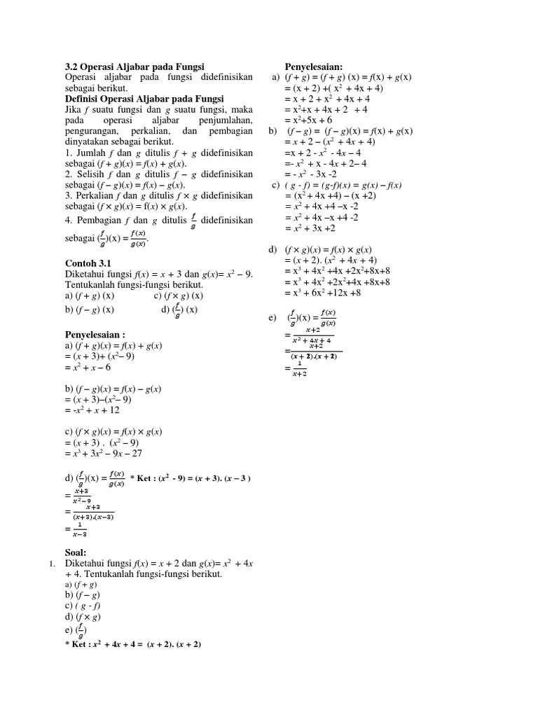 P1 Operasi Aljabar Pada Fungsi