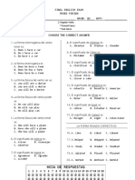 Final English Exam Third Period: NAME: - GRADE: 8º - DATE