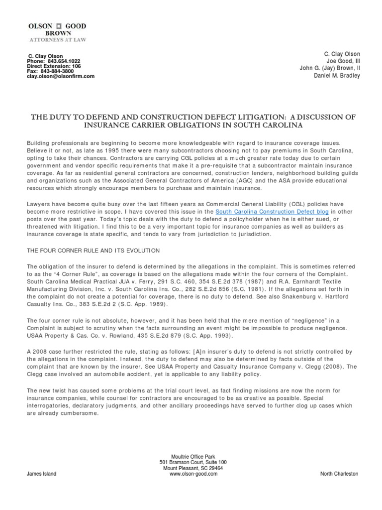 The Four Corners Rule PDF Insurance Private Law