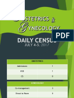 DAILY CENSUS REPORT FOR OBSTETRICS AND GYNECOLOGY DEPARTMENTS JULY 4-5, 2017