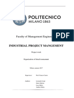 Industrial Project Mangement: Faculty of Management Engineering