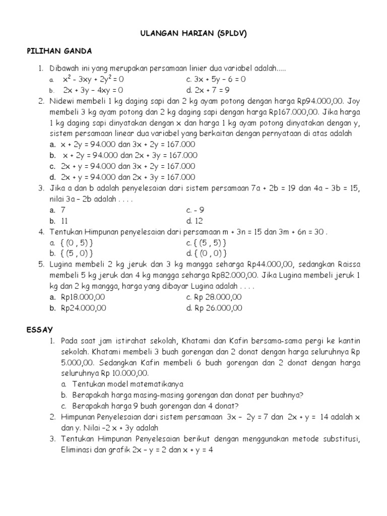 Uh Spldv Kelas Viii D
