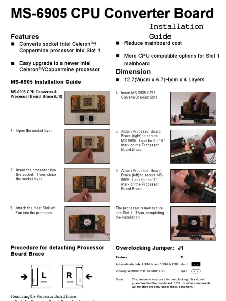 CPU MSI MS-6905 Master Ver.2 ADAPTER CPU / PGA370 na SLOT1 / MSI MASTER MS 6905