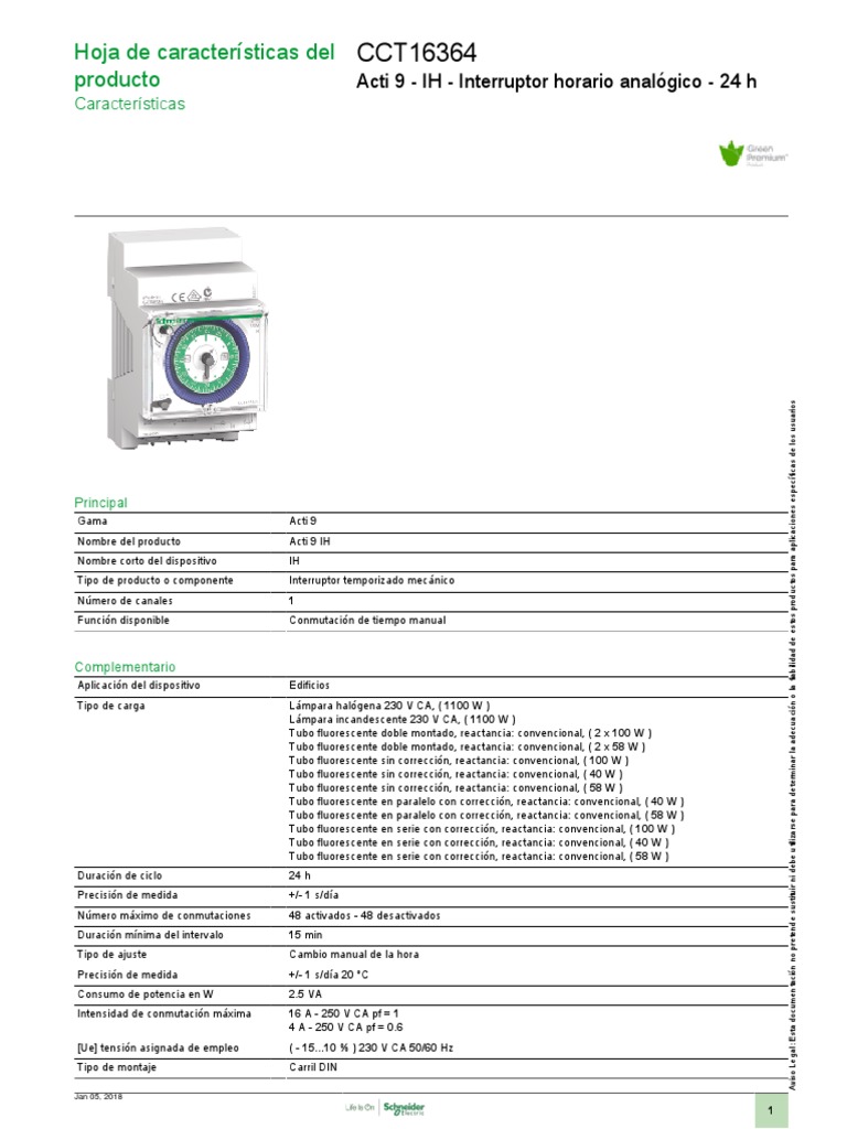 TIMER SHNEIDER ELECTRIC CCT 16364 | PDF | Lámpara fluorescente ...