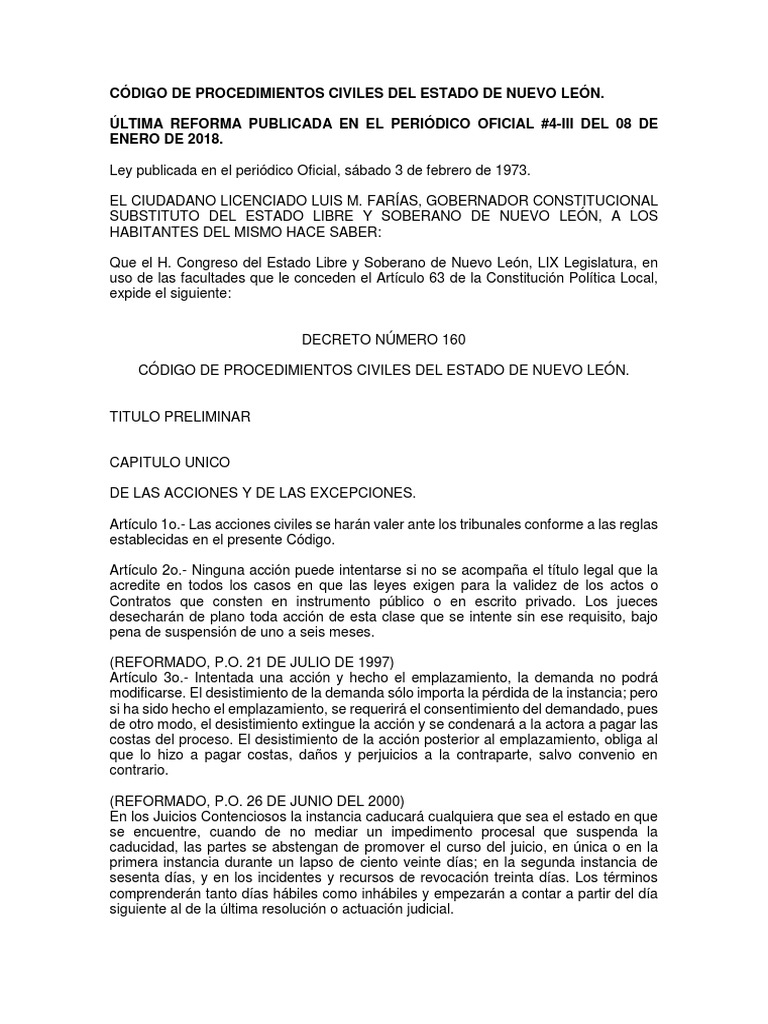 Codigo de Procedimientos Civiles Del Estado de Nuevo Leon