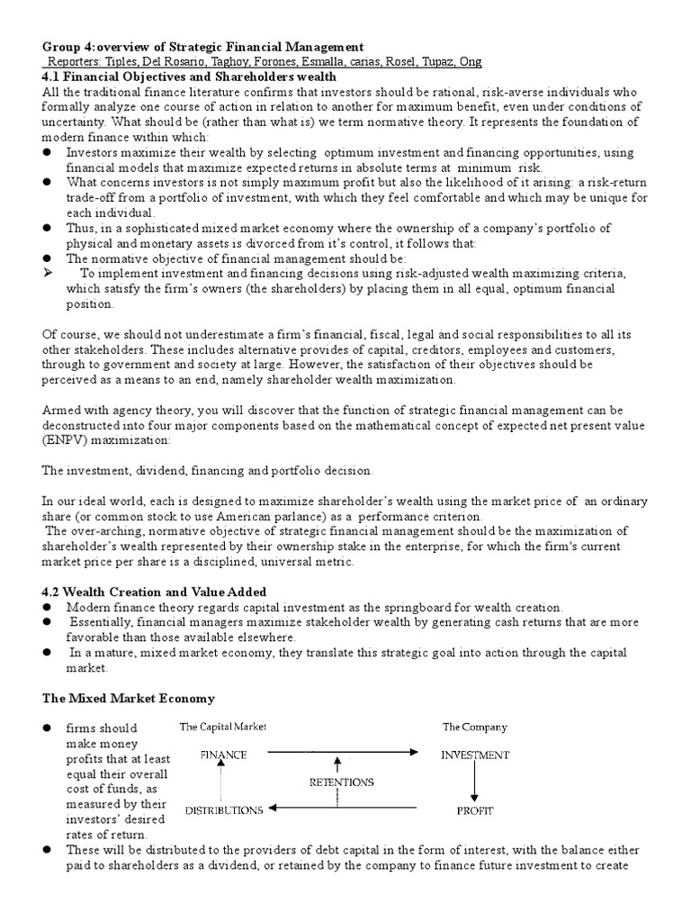 Group 4overview of Strategic Financial Management 4.1 Financial