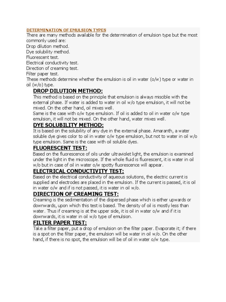 Quality Control Tests For Emulsions, Syrups, Tinctures, Elixirs, Ointments and Others