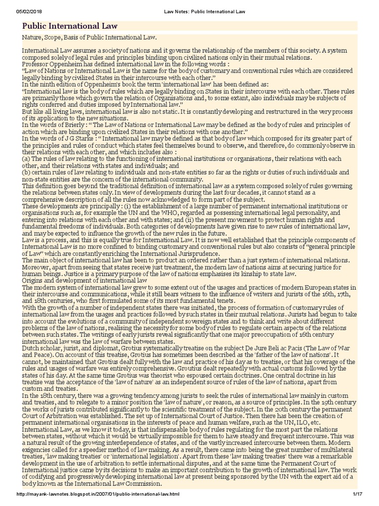 Overview of Public International Law | PDF | International Law ...