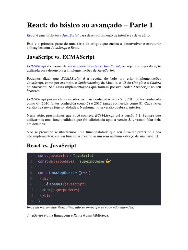 Introdução ao React: Básico ao Avançado | PDF | Script Java | Framework ...