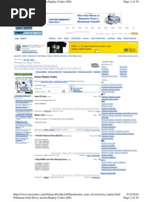 Pokemon Soul Silver Actionreplayds Codes Pdf Pokemon Internet Forum