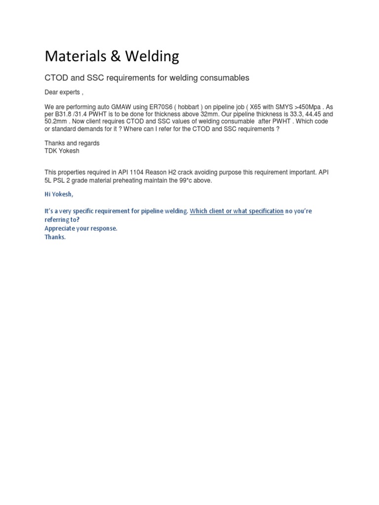 CTOD and SSC Requirements for Welding | PDF