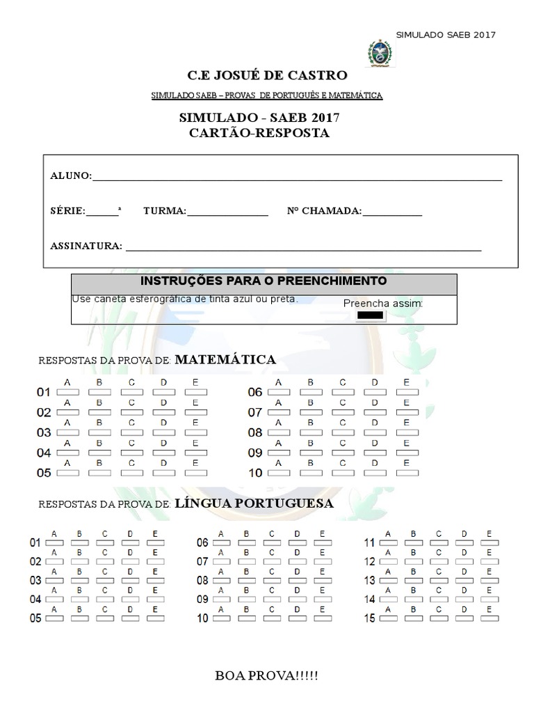 Cartao Resposta | PDF