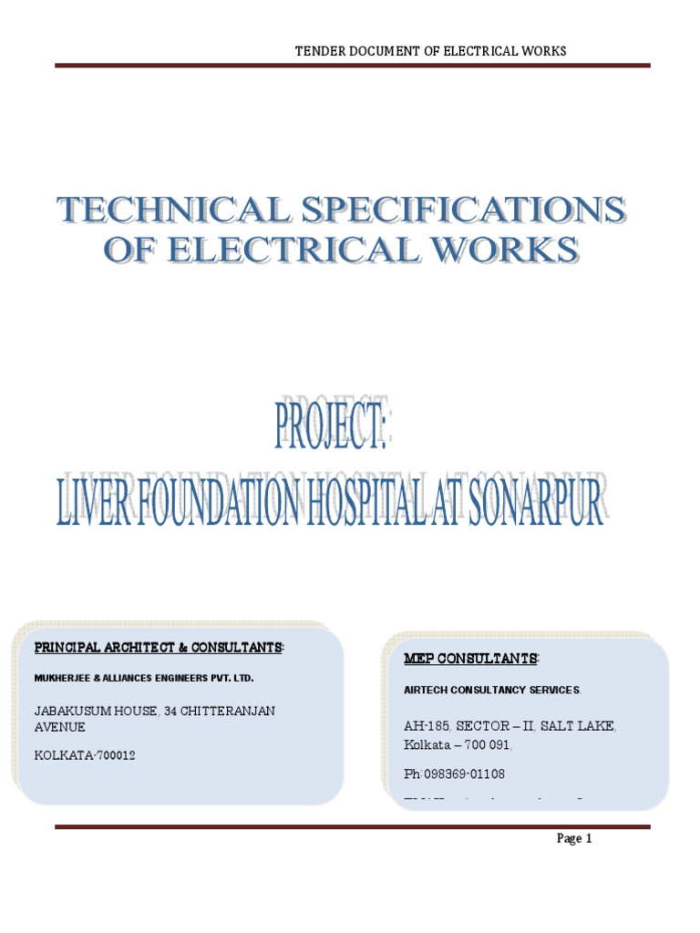 Electrical Works Tender Document | PDF | Transformer | Electrical Wiring