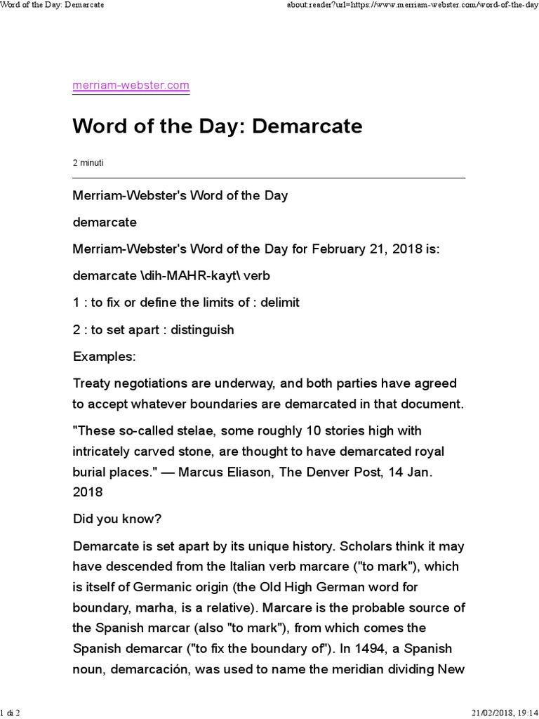 Word of The Day: Demarcate | PDF