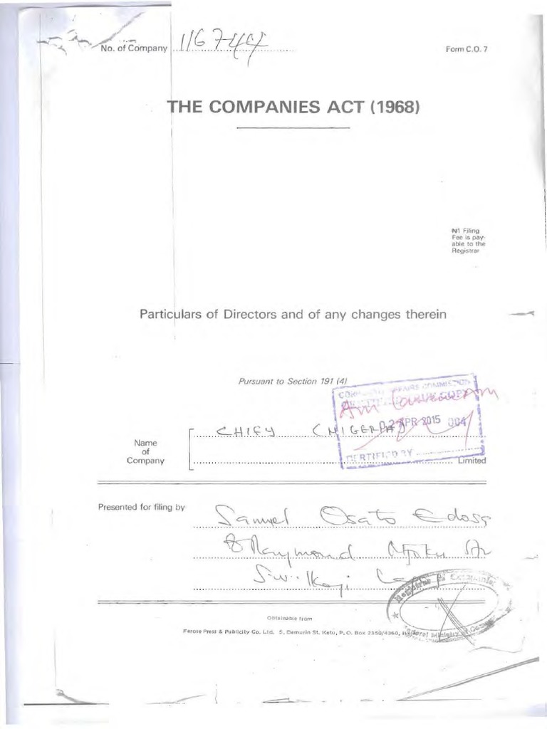 CAC Forms C02 and C07 Overview | PDF | Business