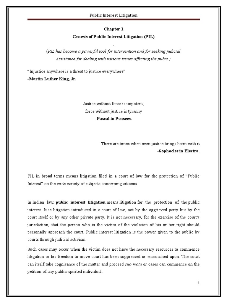 Genesis of Public Interest Litigation | PDF | Supreme Court Of India ...