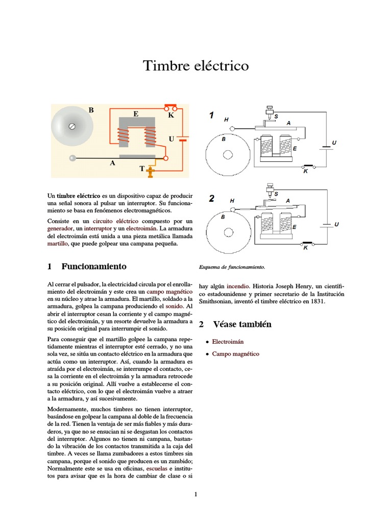 Timbre Electrico PDF | PDF | Electromagnetismo | Energia electrica