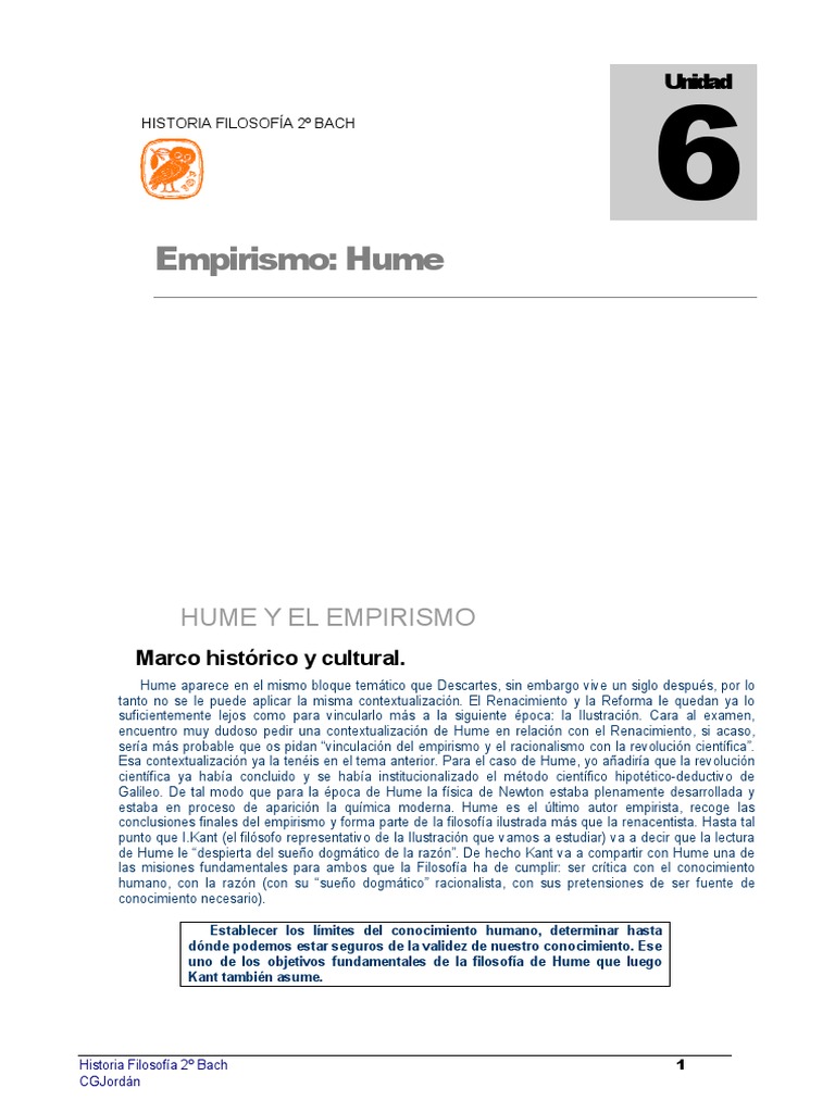 Hume y el Empirismo en la Ilustración | PDF | Empirismo | David Hume