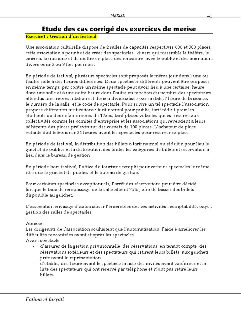 Etude Des Cas Corrige Des Exercices de M PDF | PDF | Festival | Expert