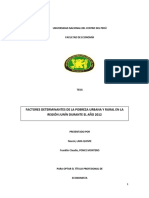 Factores Determinantes de La Pobreza Urbana y Rural