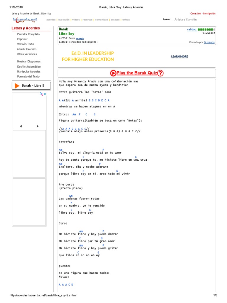 Barak Libre Soy Letra Y Acordes Entretenimiento General Porqué libre soy en ti. barak libre soy letra y acordes