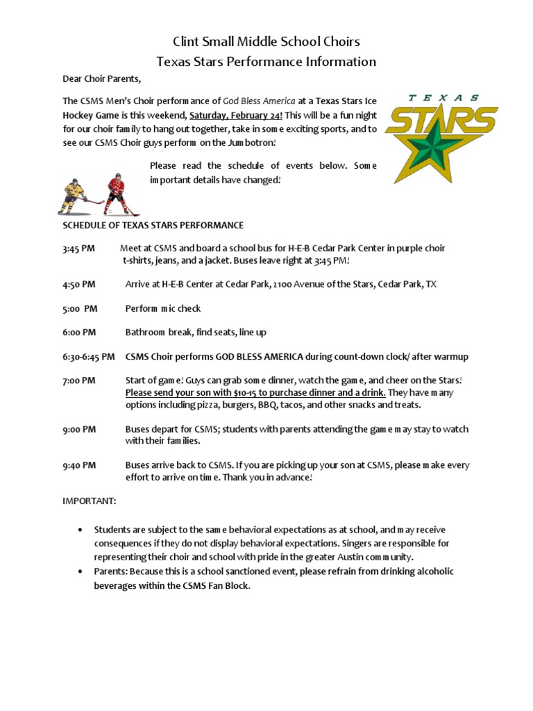 CSMS Men's Choir Texas Stars Performance | PDF | Art