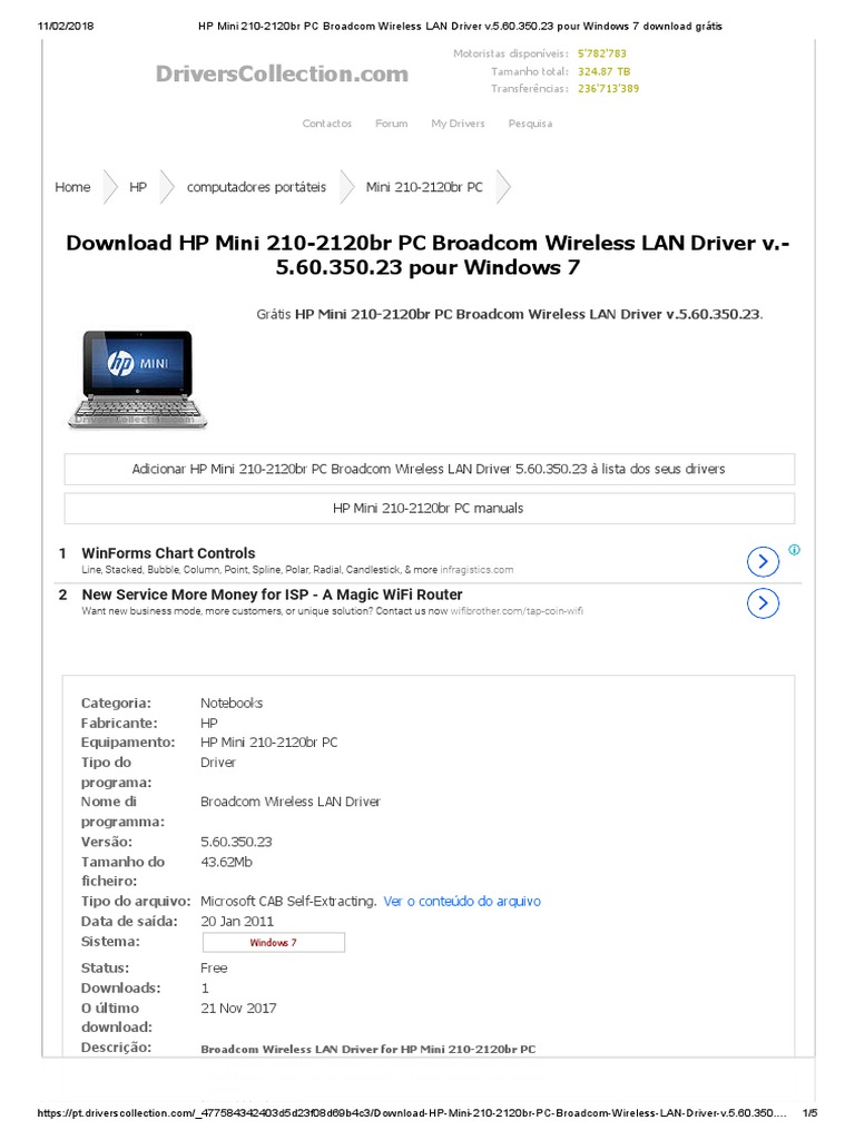 Hp Mini 210 21br Pc Broadcom Wireless Lan Driver V 5 60 350 23 Pour Windows 7 Download Gratis Personal Computers Device Driver