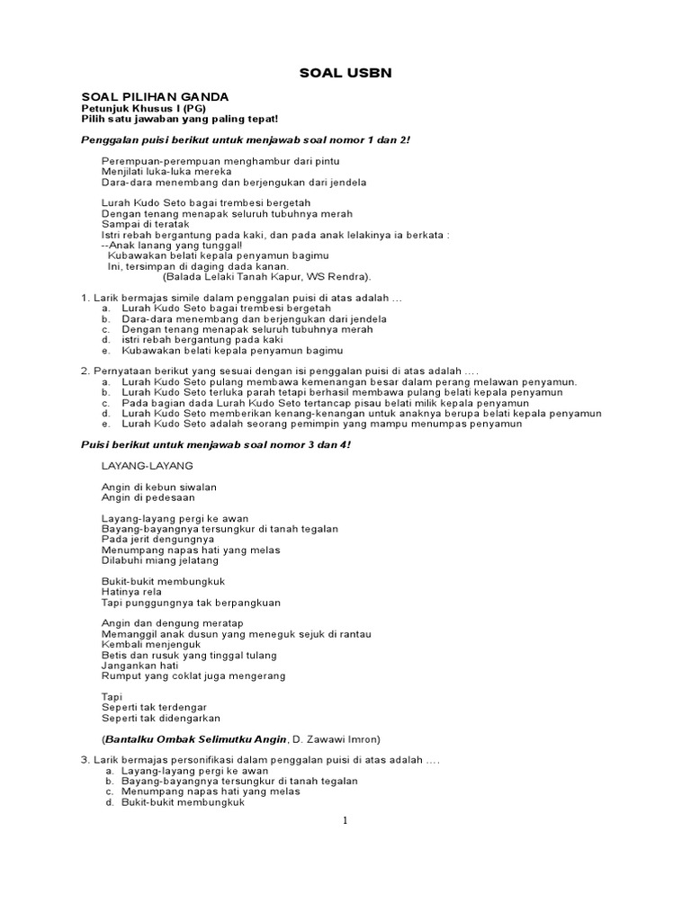 Keyakinan Larik Bermajas Yang Tepat Untuk Melengkapi Puisi