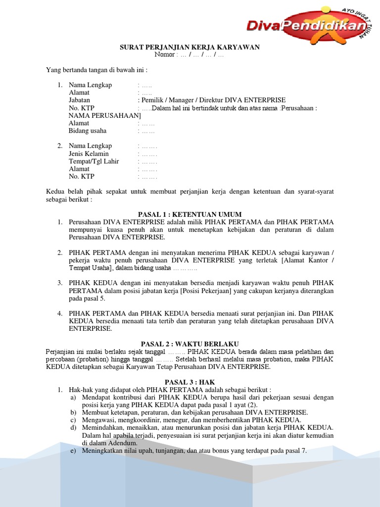 Surat Kontrak Kerja
