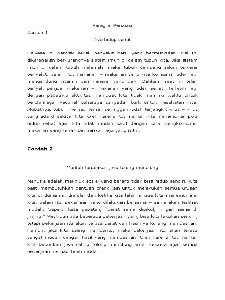 Ayo Hidup Sehat Paragraf Persuasi