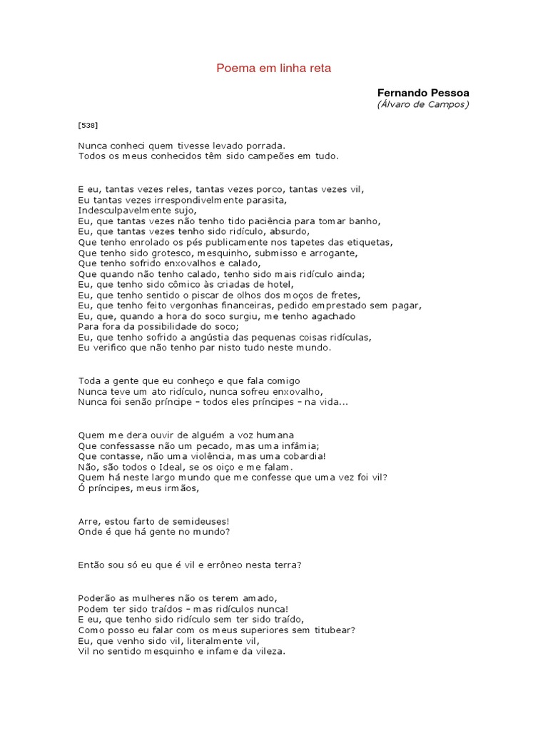 Poema em Linha Reta | PDF